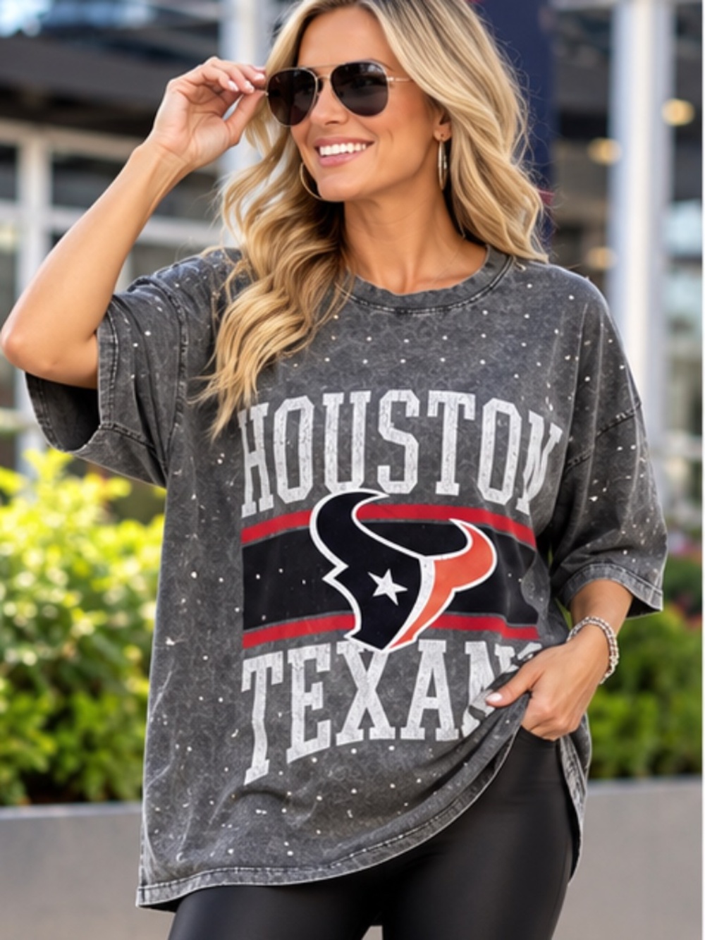 Gameday Couture Houston Texans Rhinestone Oversized Tee XL NWT